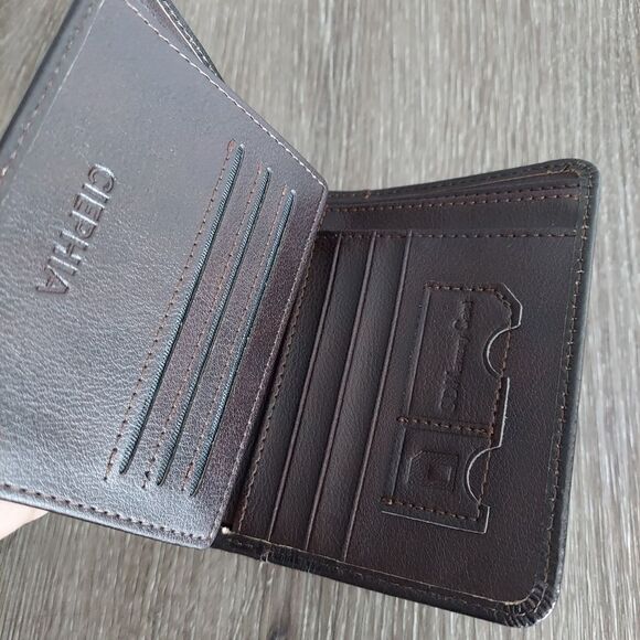 CIEPHIA RFID Blocking Trifold Genuine Leather Wallets - Brown - Picture 3 of 10